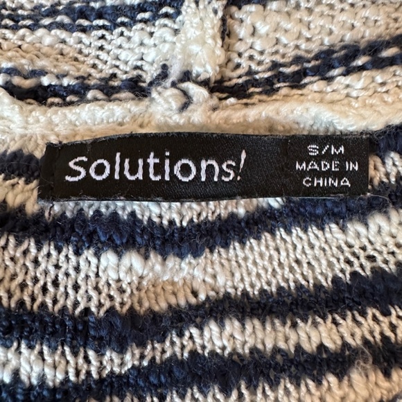 *SOLUTIONS!* White x Blue Open-Front Drill Cardigan Sweater Size S/M - Picture 8 of 9